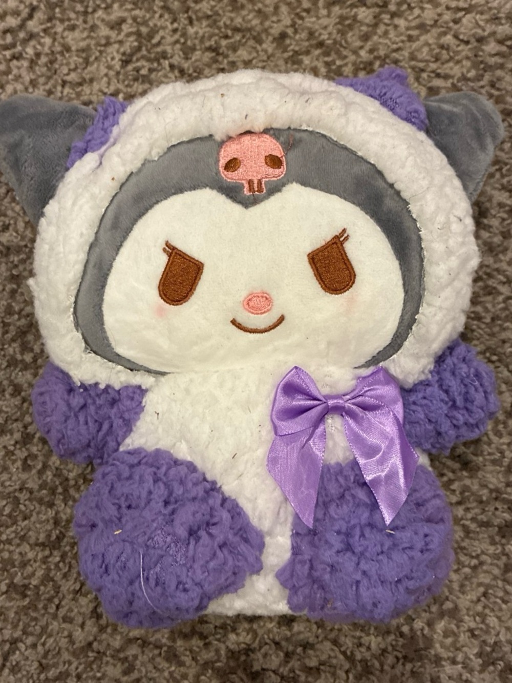 Sanrio Kuromi Plush Stuffed Animal in Purple, White, Gray, Pink